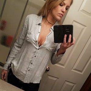 Lucky blue and white striped collared shirt